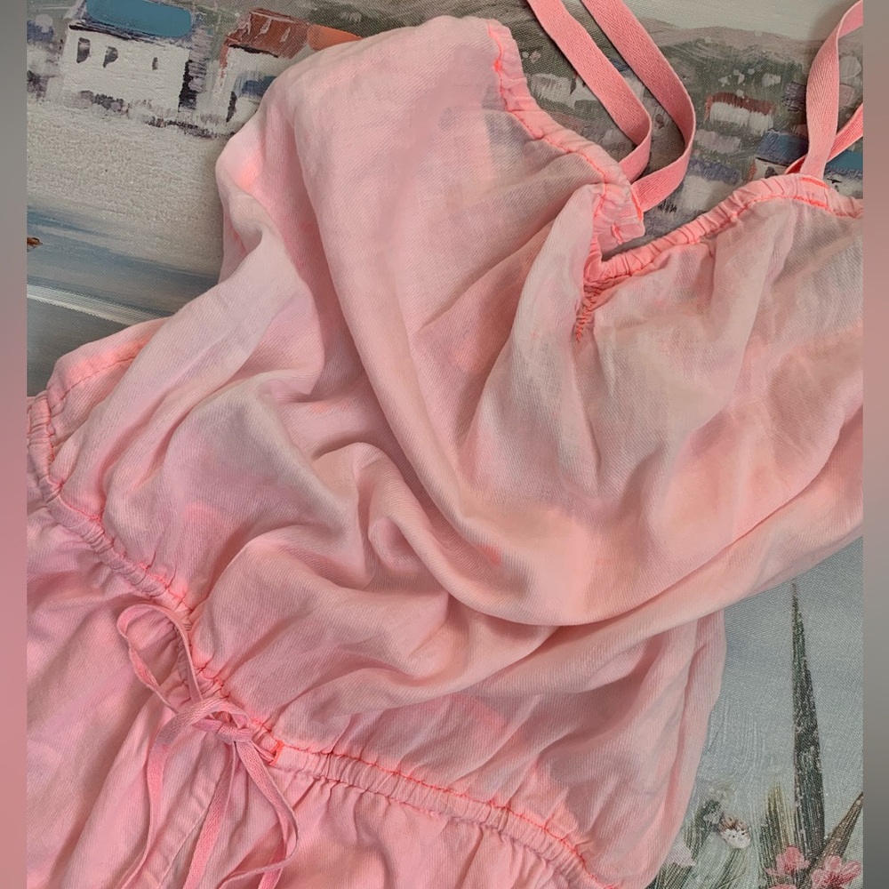 Vintage Y2K PINK by Victoria’s Secret Pink Neon Tank Romper Swim Cover-Up Rare🌸